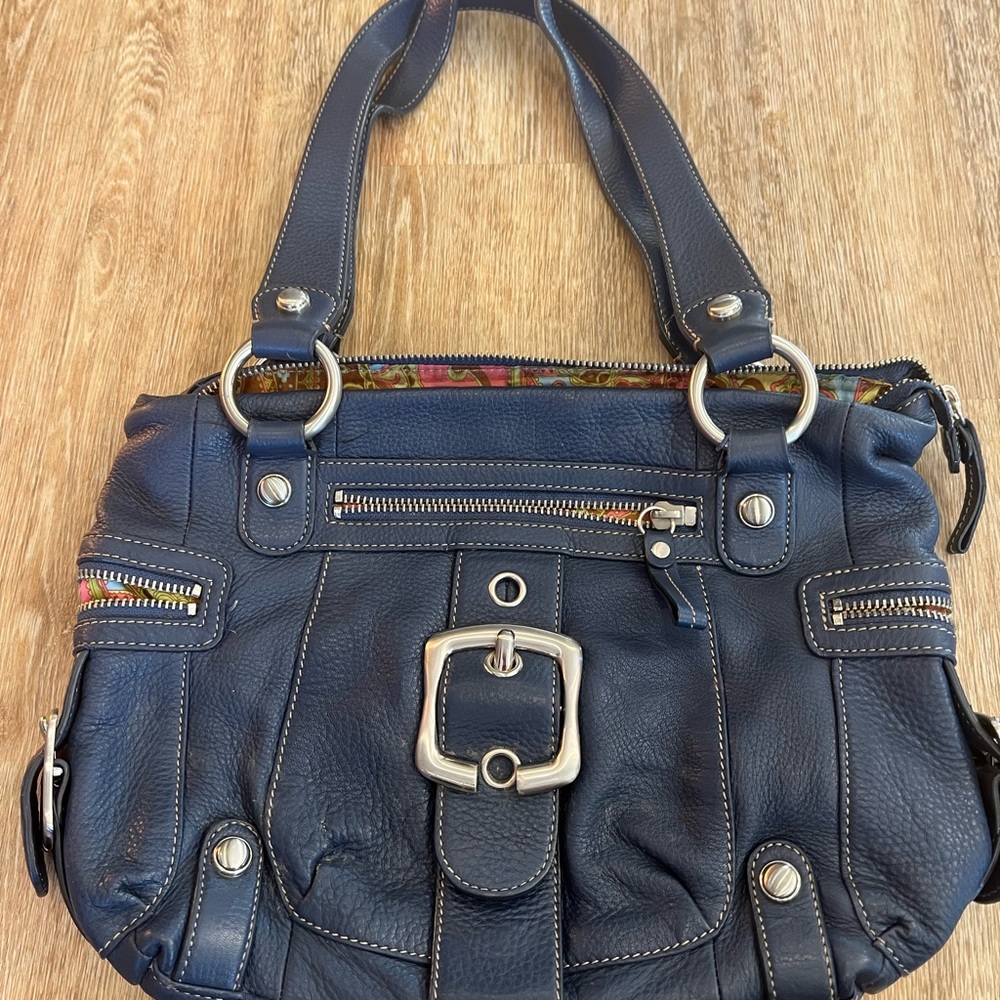 Makowsky blue leather satchel